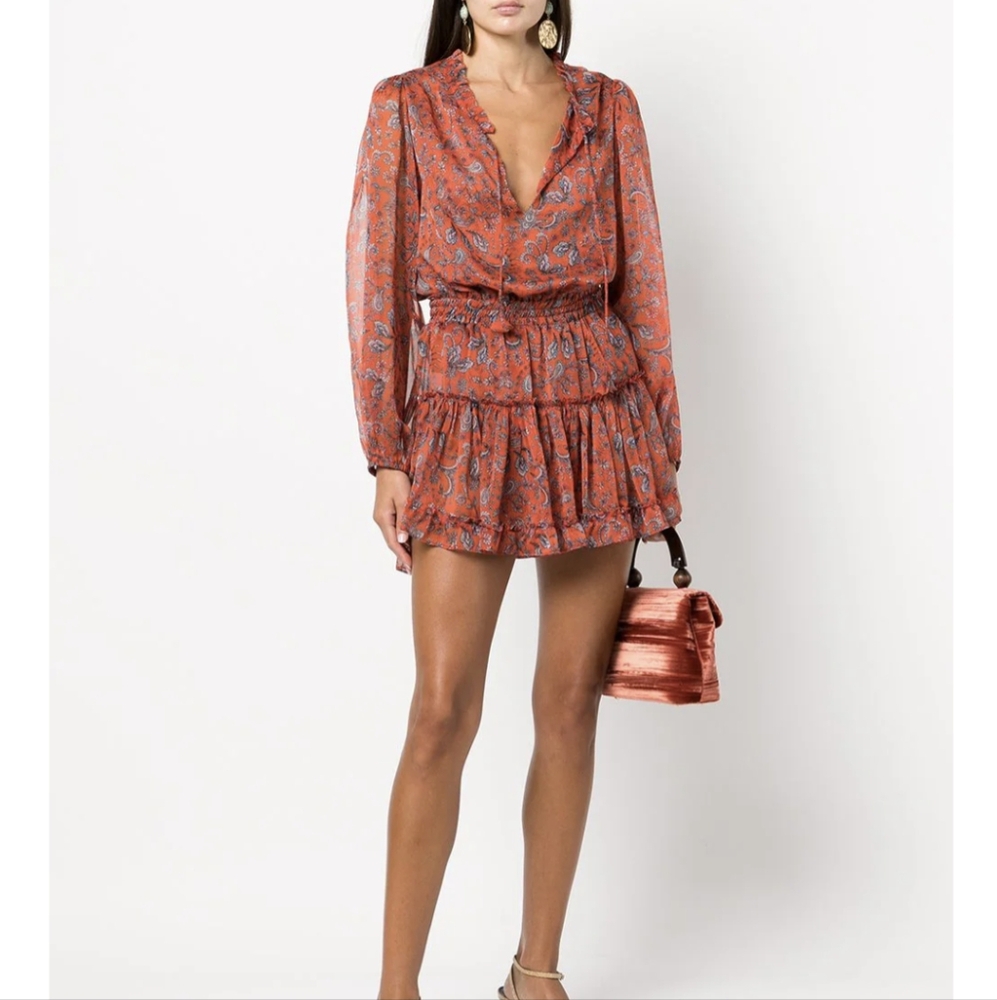 Misa Los Angeles Red Paisley Dress